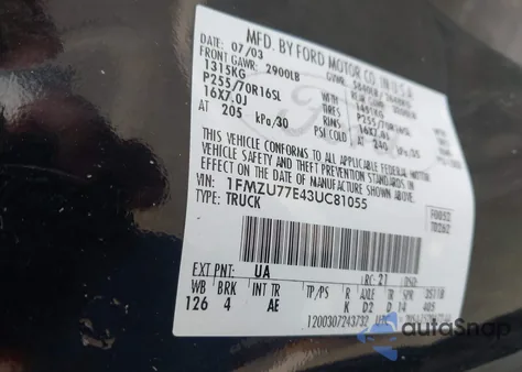 2003 Ford Explorer Sport Trac Xls/Xlt z USA, uszkodzony, nr VIN 1FMZU77E43UC81055